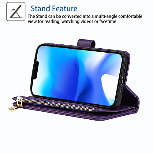 Cavor For Iphone 14 Plus Wallet Case For Women Men,Phone Case For Iphone 14 Plus Case With Strap And Stand,Iphone 14 Plus Case With Card Holder Leather Shockproof Magnetic Protective Cover,Purple #TOP4