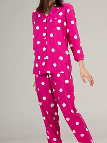 Image of Evolove Women's Cotton Full Sleeves Collared Night Suit Set /Top Pyjama Set Super Soft Comfortable (Nightsuit-Collar-FS-1)