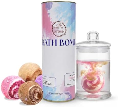 Premium Handmade Bath Bomb Gift Set โ 4 Pcs Natural Bath Fizzies with Essential Oils | Moisturizing Bubble Bath Bombs for Women & Men | Spa, Stress Relief, Relaxation, Skin Nourishing | Birthday, Anniversary & Self Care Gift