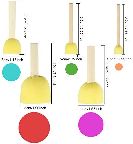 EMAGEREN 30 Pcs Sponge Paint Brush 5 Sizes Round Foam Sponge Painting Brushes Set Stencil Brush Sponge Paint Stencil Tool with Wooden Handle for Kids Arts and Crafts DIY Painting Tools