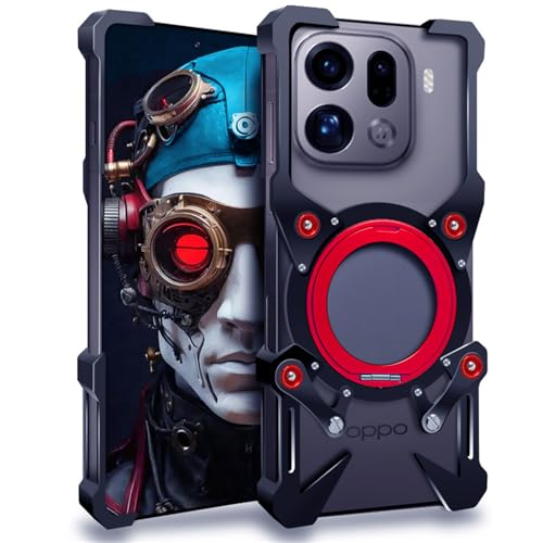 DAYJOY Metal Case Compatible with Oppo Find X9 Pro, Premium Aluminum Cool Gear Style Shockproof case with Kickstand Rotatable Magnetic Holder (Black)