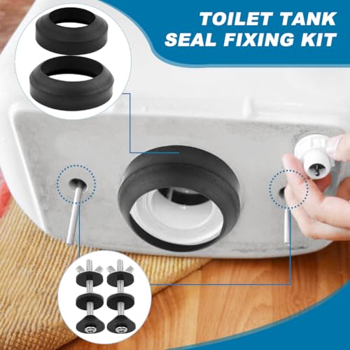 Universal Toilet Tank to Bowl Gasket & Bolts Kit, 4 Sets 5/16\"x3.15\" Stainless Steel Bolts, Heavy Duty Rustproof Hardware for Most 2-Inch & 3-Inch Flush Valve Toilet Tanks