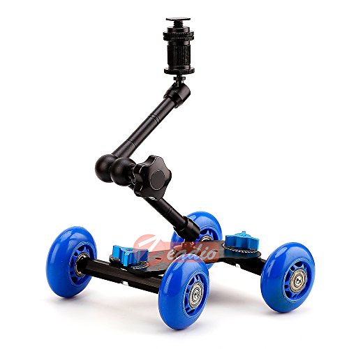 Zeadio Bras Magique + Mini-Chariot de Table sur Rail pour Tous Les moniteurs de Terrain ACL, Tous Les appareils Photo Reflex numériques, Flash Light,...