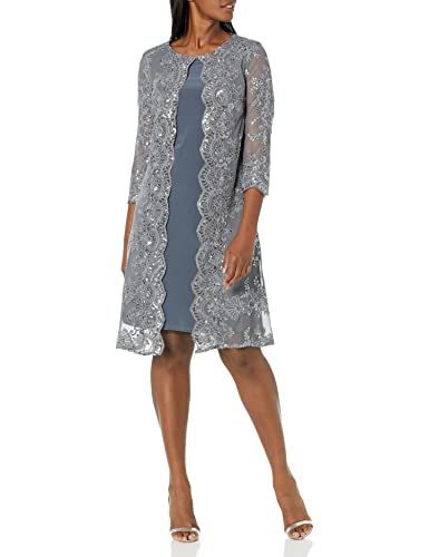 Image of Alex Evenings Womens Midi Scoop Neck Shift Dress with Jacket (Petite and Regular)