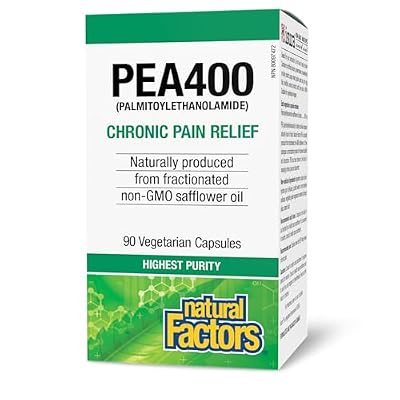 Natural Factors PEA400 - Pure Palmitoylethanolamide for Relief - Supports Nervous System & Occasional Discomfort - Non-GMO - 90 Capsules (90 Servings)