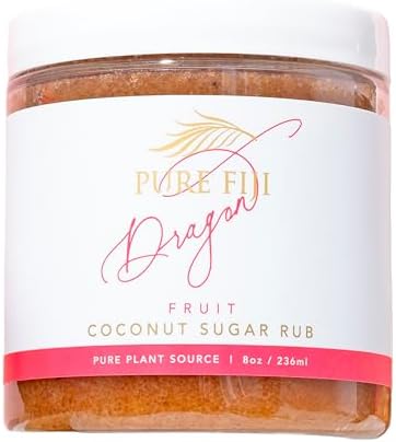 Pure Fiji Coconut Sugar Body Sugar Scrub - Body Exfoliator Scrub Natural Origin for Smooths and Softens Skin - Organic Exfoliating Sugar Scrub for Body, Dragon Fruit, 8 Oz