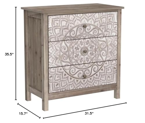 PHI VILLA Accent Cabinet with Drawers - Chest of Drawers Farmhouse Rustic Cabinet with 3 Drawers Entryway Storage Chest, Dresser - Thumbnail 2