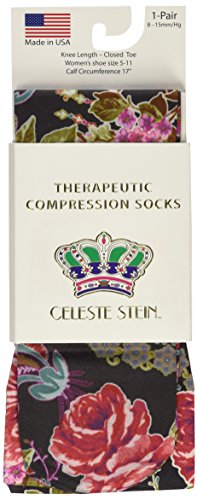 Image of Celeste Stein Therapeutic Graduated Women Compression Socks, Diabetic Socks For Womens, 8-15 mmHg For Regular Calf