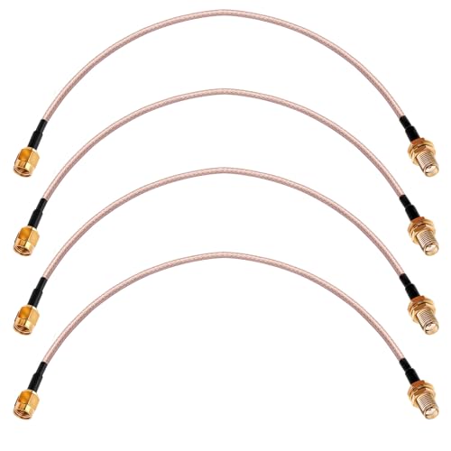 exgoofit SMA Male to SMA Female Bulkhead Mount Cable 12 inch RG316 Antenna Extension 4-Pack Compatible with 4G LTE Router Cellular SDR USB Dongle Receiver