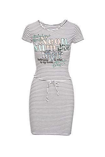 Preisvergleich Produktbild SOCCX Damen Streifenkleid aus Slub Jersey mit Print