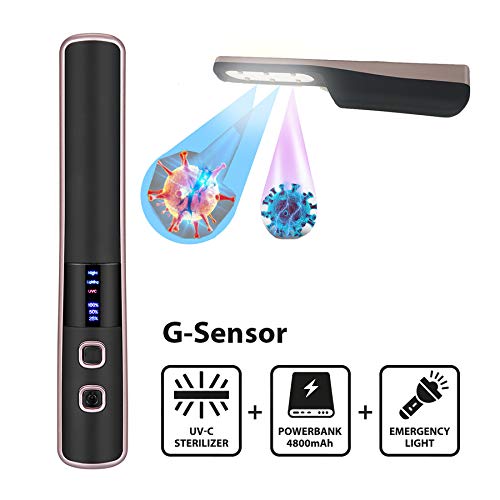 Lampada Sterilizzatrice UVC con powerbank e torcia integrata, sterilizzatore LED disinfettante germicida raggi ultravioletti, luce antibatterica ultravioletta +caricatore smartphone batteria portatile
