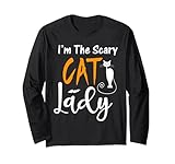 carino halloween cat lovers - divertente gatto mamma spaventoso gatto signora maglia a manica