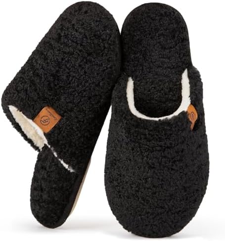 EverFoams Women's Fuzzy Slip-on Slippers Warm Cozy Soft Lightweig...