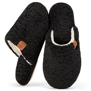 EverFoams Women’s Fuzzy Slip-on Slippers Warm Cozy Soft Lightweight Memory Foam Indoor House Shoes