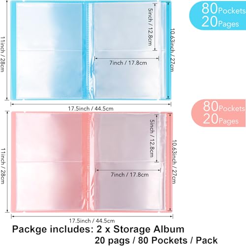 Image of 2 Pack Large Sticker Photo Storage Album, Stamp & Cutting Dies Storage Book Organizer Folder for Cards Storage DIY Scrapbooking Card Making Supplies 20 Pages 80 Pockets / Pack ( Blue + Orange)