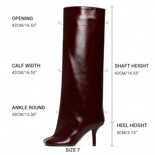 Image of DOBOYG Knee High Suede Boots for Women Wide Calf Square Toe Tall Boots | Stiletto High Heels Pull On Fashion Long Booties