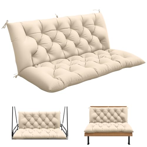 Pakunoda Porch Swing Cushion with Backrest, Waterproof, 60x40x5 in, Cream
