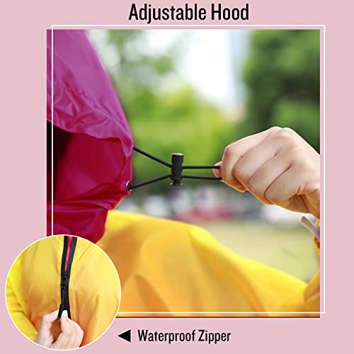 Image of SaphiRose Adult Rain Poncho Waterproof Hooded Zipper Raincoat with Pockets | OEKO-TEX Certified 100% Polyester, Lightweight Packable Storage Pouch, Heat-Sealed Seams, Quick-Dry for Outdoor Hiking