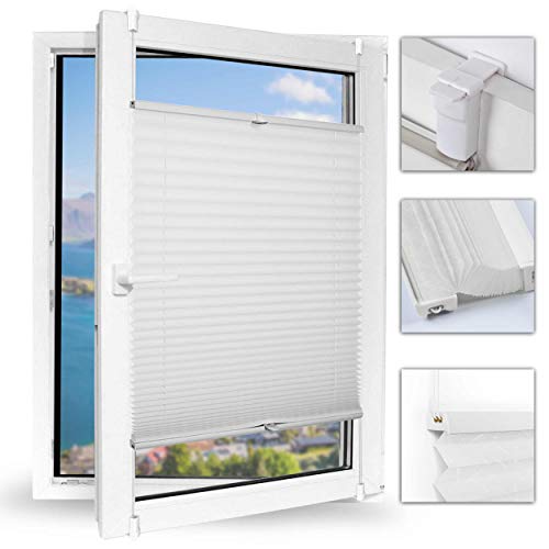 Tenda Plissettata Bianca Klemmfix Senza Fori 85 x