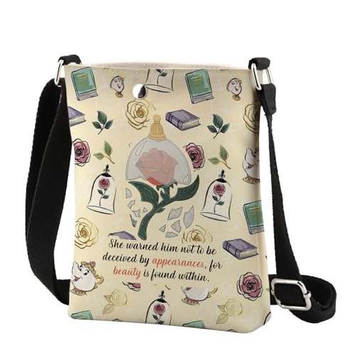 CMNIM Beauty Beast Crossbody Purse Princess Belle Gifts Beauty Story Gifts for Princess Fans Fairy Tale Crossbody Small Bag