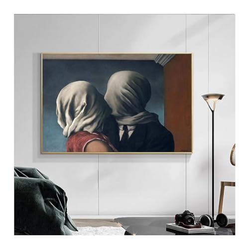Affiche Magritte The Kiss 80x110 cm encadrée pour habiller un grand mur vide de chambre