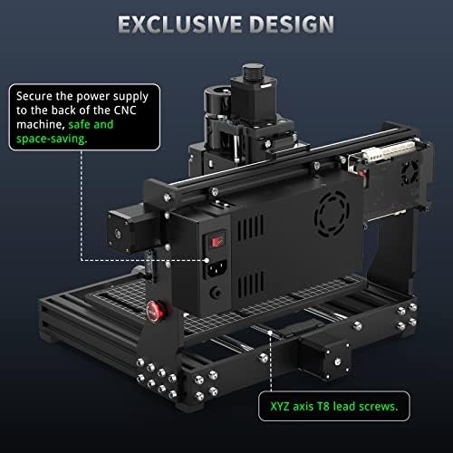 500W CNC Router Machine, MYSWEETY 3020 PLUS CNC Wood Router 3 Axis Desktop CNC Machine for Metal Wood Acrylic MDF with Limit Switches, Emergency-Stop, Working Area 300*200*73 mm(11.81*7.87*2.87 inch)