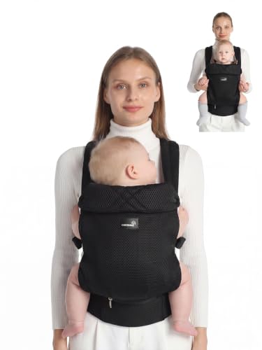 Image of GROWNSY Baby Carrier Newborn to Toddler with Head Support, Black Air Mesh