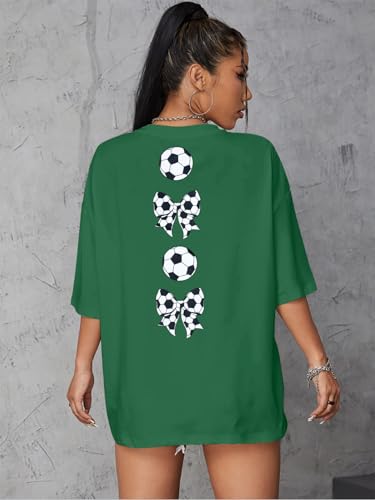 Image of ALLTB Soccer Cup 2026 Shirt Soccer Mom Shirts Women Oversized Football Match Season Jersey Bow T-Shirt Short Sleeve Top