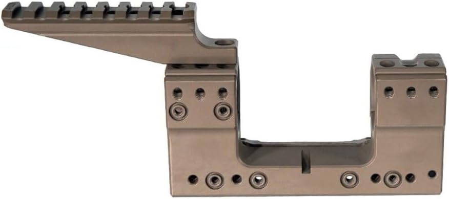 30mm Tube Scope Dual Rings Cantilever Riflescope Mount (One-Piece Construction) & Top Extend Rail Adapter (for Red Dot Sight etc) Set, 1.50" Centerline Height, Fits 20mm Picatinny/Weaver Rails, Tan