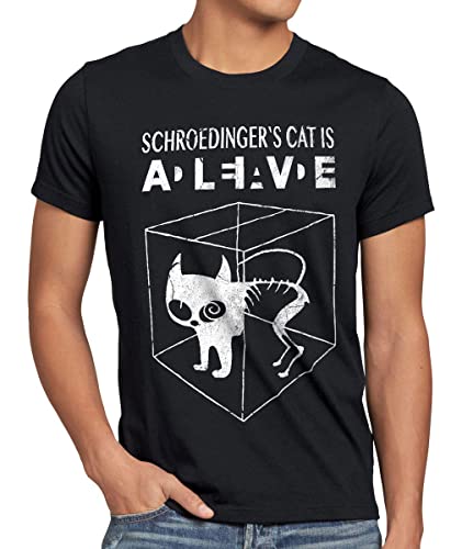 style3 Chat de Schrödinger T-Shirt Homme, Taille:XL;Couleur:Noir