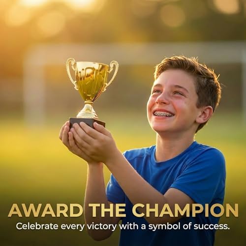 Exclaith Gold Plastic Trophy, Plastic Trophy Cup Winning Prize for Sports Tournaments Competitions Party - Thumbnail 3