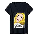 Mujer Cita Divertida de My Life Is A Blonde Moment Vintage Pop Art Girl Camiseta Cuello V
