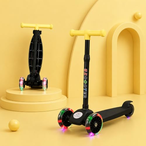 Image of Tinyberg | Scooter for Kids 3+ Years | 3-Wheels Scooter with LED Flashing Wheels | Adjustable Height, Foldable & Lightweight, Foot Brake, Kick Scooter for 50kg Capacity