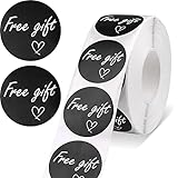 💞 PEGATINAS DE REGALO ÚNICAS: Estas etiquetas para pequeñas empresas están diseñadas en negro e impresas con la hermosa letra "Free Gift" y patrones en forma de corazón, los colores simples y brillantes las hacen lucir más hermosas y atractivas.