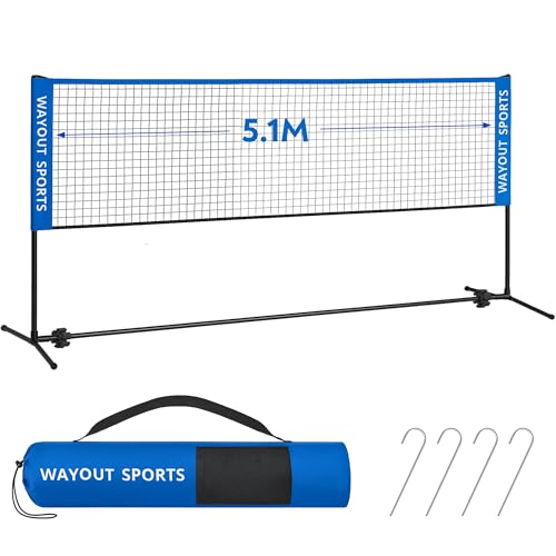 Wayout Sports - Red Ajustable y Plegable para Bádminton, Tenis, Voleibol y Fútbol (5.1M)