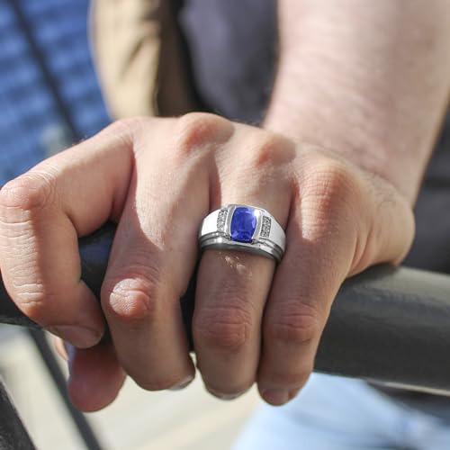 Men’s 925 Sterling Silver Blue and White Sapphire Fashion Ring Sophisticated Style Statement2