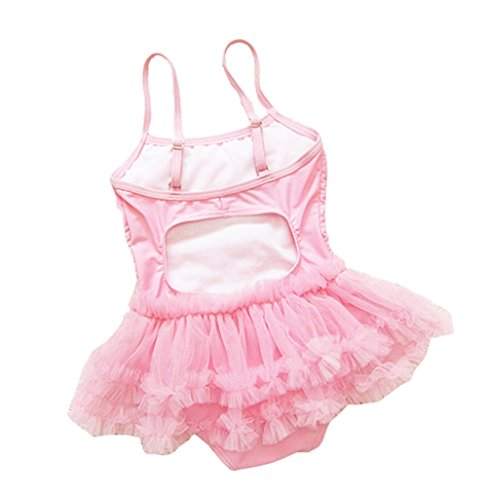 Taiycyxgan Girls Princess Lace Layer Swimsuit TuTu Dress One-Pieces Swimwear Tankini,Pink,Medium / 2-3 Years
