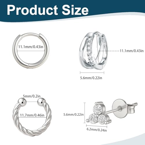 4 Pcs Hoop Earrings Set: Dainty Stud Earrings Trendy Small 14K Gold Plated Hypoallergenic Dangle Cartilage Earrings for Women Gold Jewelry for Women Gifts2