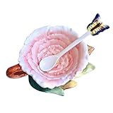 Minigift Ceramic Tea Cup and Saucer Set ，8OZ 3D Hand-painted Peony Flower Coffee Mug，Gift for Women -Pink