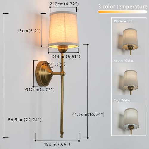 Image of Battery Operated Sconces Wall Lighting Fixture Set of 2 with Linen Fabric Shade, RGB Color Changing USB Rechargeable Wall Mounted Lamp for Living Room Bedside Nightstand Light