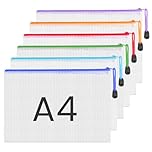 NICKLIN A4 Plastic Zip Wallet,6Pcs Folders Mesh Zipper Pouch Bags Clear Ziplock Pockets,File Zipper Bags Waterproof for Office School Home Files Storage