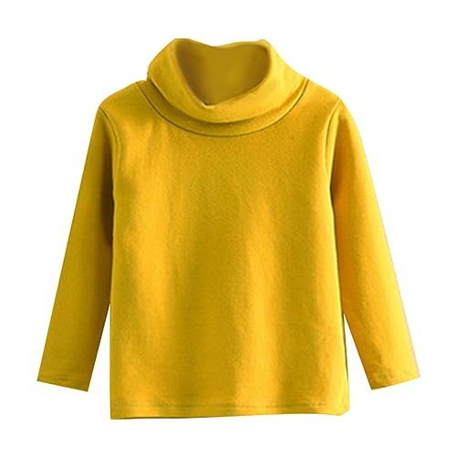 Unisex Baby Boys Girls Sweater Pullover Long Sleeve Soft Turtleneck High Neck Solid for Kids Autumn (Yellow, 7-8 Years)