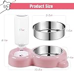Dog Bowls, Cat Food and Water Bowl Set with Water Dispenser and Stainless Steel Bowl for Cats and Small Dogs - Pink - Image 5