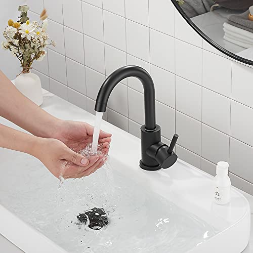 Sagetta Bar Sink Faucets Single Hole, Matte Black Mini Bathroom Sink Faucet, Single Handle Hot And Cold Modern Faucet For Wet Bar Outdoor Farmhouse Small Rv Kitchen Vanity Lavatory Tap #TOP6