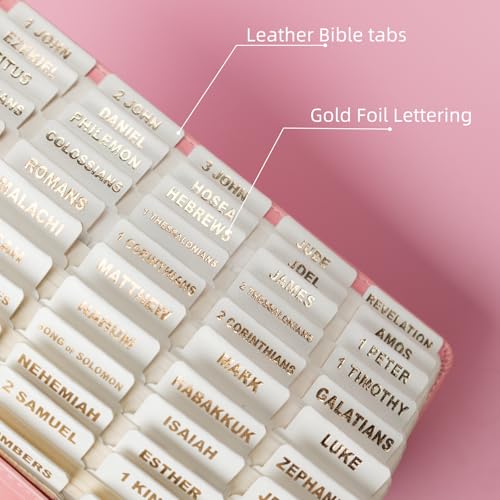 Image of UPAFEXXI-Leather Bible Tabs for Women and Men, Gold Foil Lettering(White)