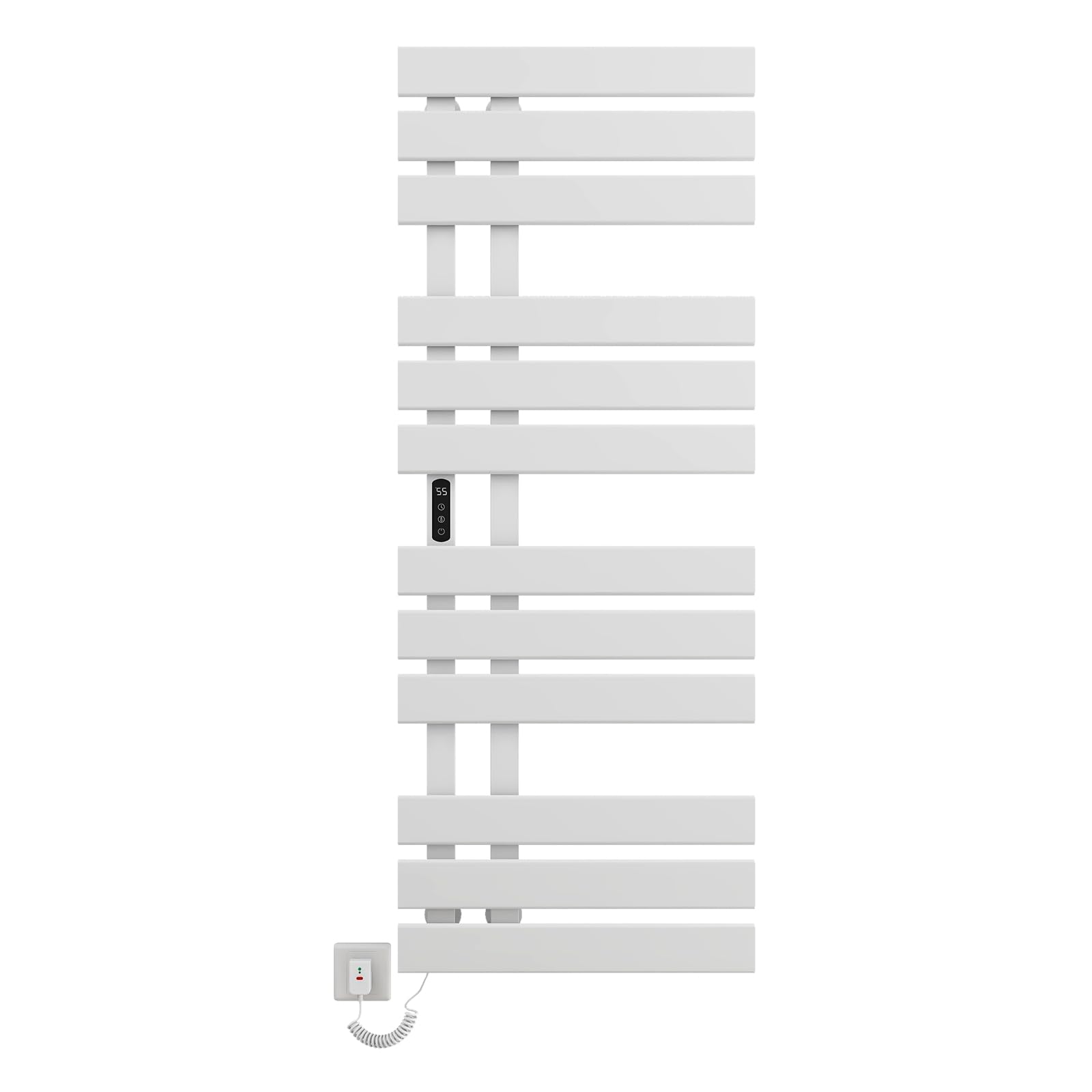 Toallero Baño Radiador, Toallero Electrico Baño Blanco WiFi, 500×1300mm, 450W, Calentador de toallas WiFi, para Alexa y Google Home y APP, Radiador Toallero Electrico, Ahorro energía-WiFi White Left