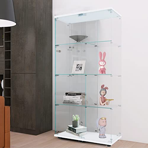 Homvent Glass Display Cabinet W/2 Doors&4 Shelves,Display Case W/Locks & Anti-Tipping Device,Glass Curio Cabinet For Architecture/Model/Toys/Collection Display Floor Standing/Eazy To Install #TOP10