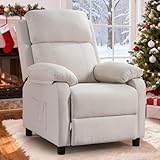 Korser Recliner Chair, Living Room Chairs for Adults, Padded Deep Seat Reading Chair with Side Pockets, Small Recliners for Small Spaces, Lounge Chair for Living Room, Bedroom, and RV (Linen)