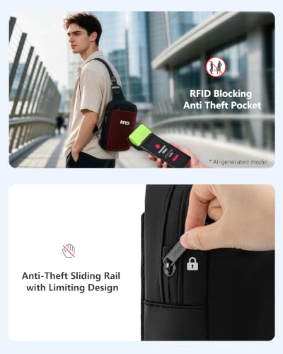 Image of OSOCE Sling Bag for Men, RFID Anti-Theft Crossbody Bag, Lightweight | Quick-Release Buckle, Concealed-Zipper Hidden Pocket, Reflective Strips, Adjustable Strap, Suitable for Travel Commuting