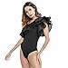 Harpily Sexy Damen EIN-Schulter Rüschen Jumpsuit Overall mit fliegenden Ärmeln,Damen trägerlosen Verband Bodysuit Shapers Jumpsuit Romper Damen Wrap Langarm Body Top Romper Pailletten Bodysuit